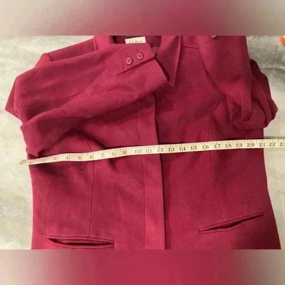 VTG L.L. Bean Cashmere Wool Lined Wine Blazer Pea Coat Button Down 80s Size 14P - Picture 10 of 11